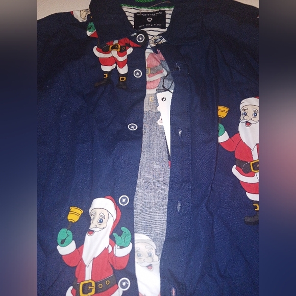 Denim & Flower Ricky Singh Holiday Button Santa Short Sleeve Shirt - Picture 3 of 7